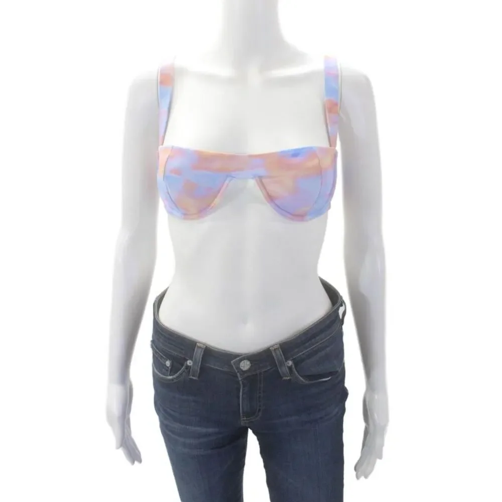 We Wore What Womens Textured Clasp Wired Bikini Top Multicolor Size M